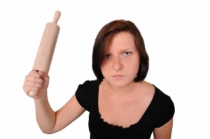Mad wife ready to smack husband