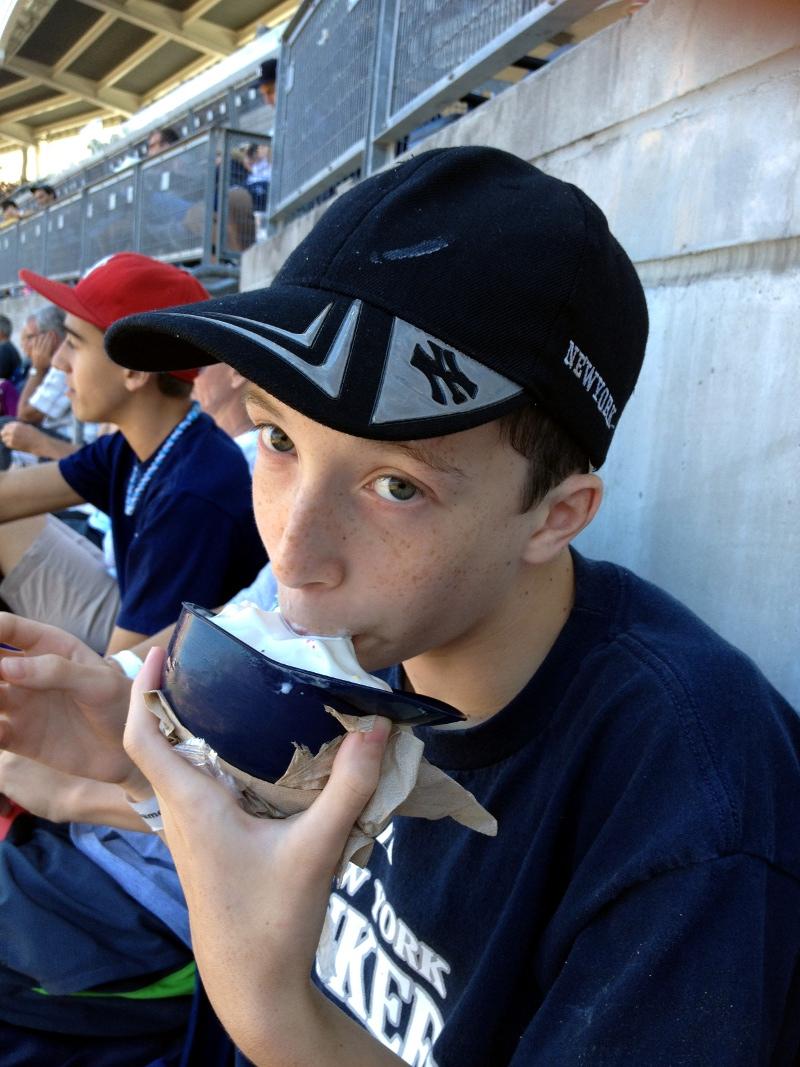 Matthew eating ice cream
