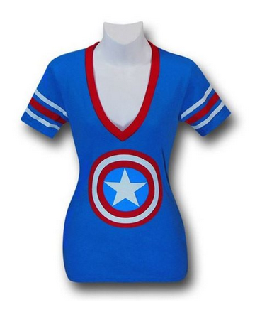 Captain America Athletic Juniors V Neck T Shirt  Clothing