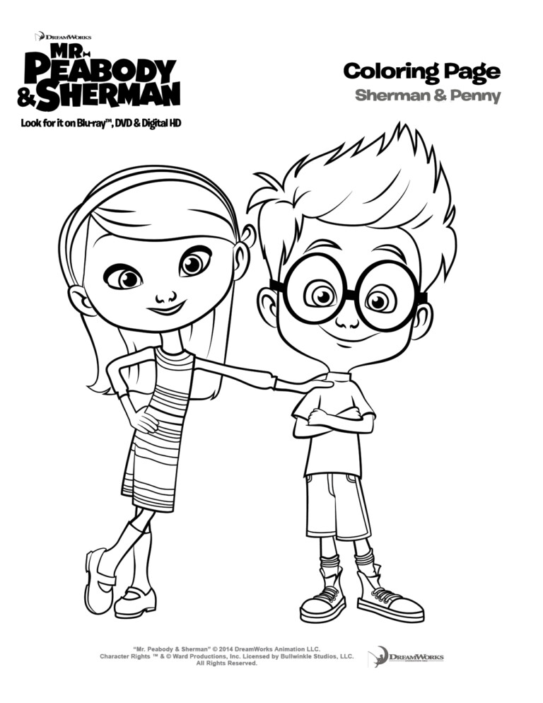 Free Coloring Pages Mr. Peabody & Sherman #PeabodyInsiders