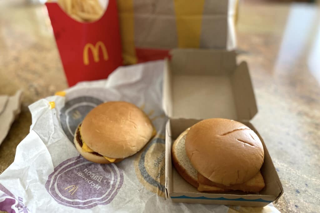 McDonald's Filet O Fish and Double Cheeseburger