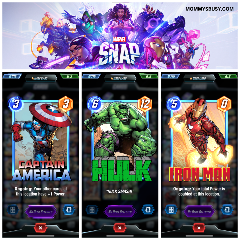 Avengers cards for Marvel Snap