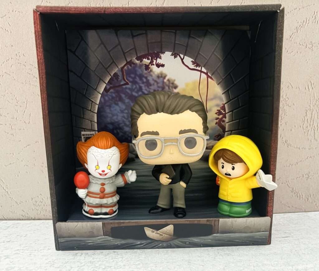 Stephen King Pop figure with Little People Pennywise and Georgie