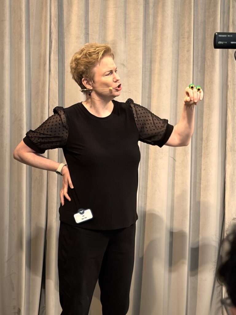 Jen Barnhart with hand puppet